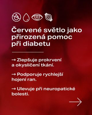🩸 Červené světlo jako přirozená pomoc při diabetu Onemocnění diabetes mellitus 1. i 2. typu neovlivňuje jen hladinu cukru...